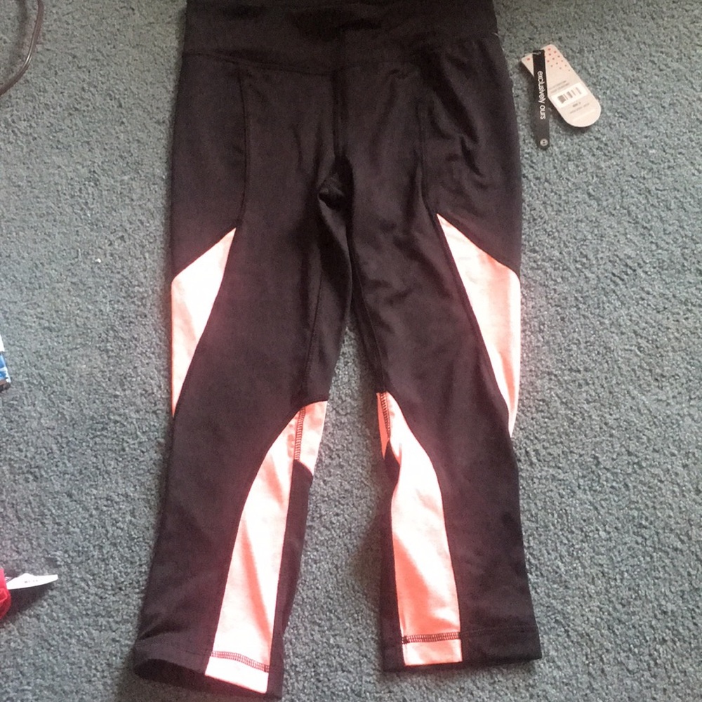 Pink and black workout capris